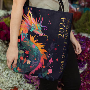 Bolsa Tote Monograma de Ano Novo Chinês do Dragão Moderno