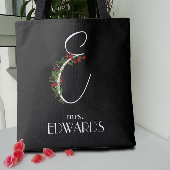 Bolsa Tote Monograma de aquarela russa E professor (Criador carregado)