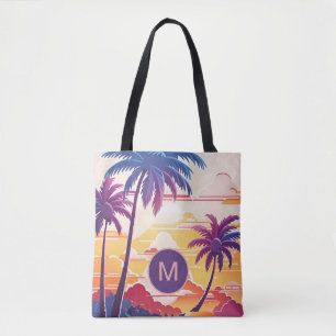 Bolsa Tote Monograma de Arte Digital Legal Paraíso Tropical