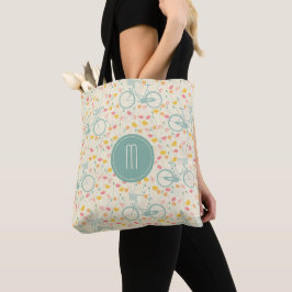 Bolsa Tote Monograma de Bicicletas e Flores