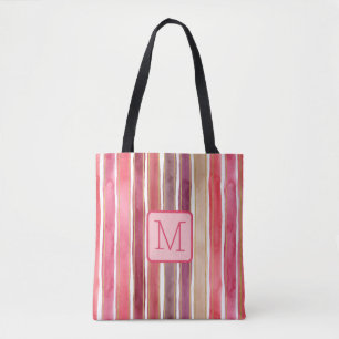 Bolsa Tote Monograma de Bloco de Cor Rosa Vertical Amplo em A