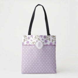 Bolsa Tote Monograma de Bolinhas de Rosa lavanda
