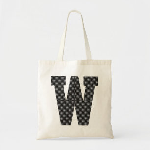 Bolsa Tote Monograma de Bolinhas Preto e Branco
