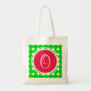 Bolsa Tote Monograma de Bolinhas Vermelha e Verde