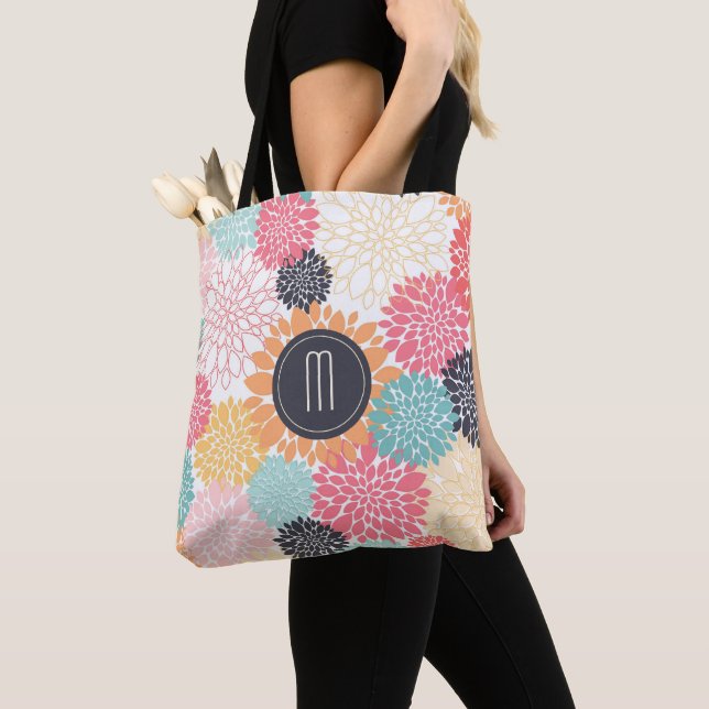 Bolsa Tote Monograma de Burst de Cor Floral (Close Up)