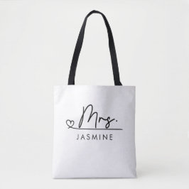 Bolsa Tote Monograma de Casamento Personalizado do Script Mod