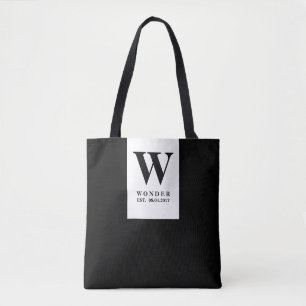 Bolsa Tote Monograma de Casamento Preto Atemporal Desenho M
