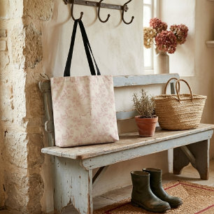 Bolsa Tote Monograma de Chintz de Papel de Rosa vermelha Eleg