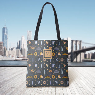Bolsa Tote Monograma de Cinzas de padrão de Nova Iorque moder