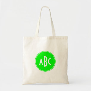 Bolsa Tote Monograma de Círculo Branco e Verde Lima