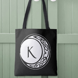 Bolsa Tote Monograma de Círculo Lunar com Entrelaçamento Celt