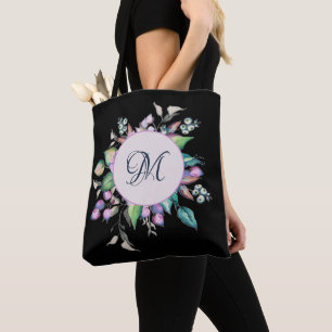 Bolsa Tote Monograma de Cor de Água do Pastel de Flor Elegan