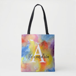 Bolsa Tote Monograma de Cores Vibrantes Brilhantes abstrato