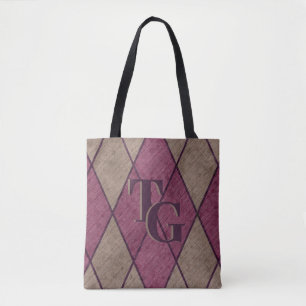 Bolsa Tote Monograma de Diamante Roxo Clássico