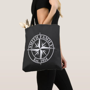 Bolsa Tote monograma de estrela da bússola personalizável emb