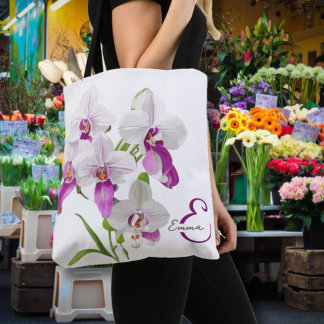 Bolsa Tote Monograma de Flores Orquídeas Delicadas