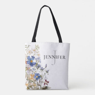 Bolsa Tote Monograma de Flores Silvestres do Prado Rústico