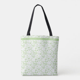 Bolsa Tote Monograma de Flores Tropicais Verde Moderno