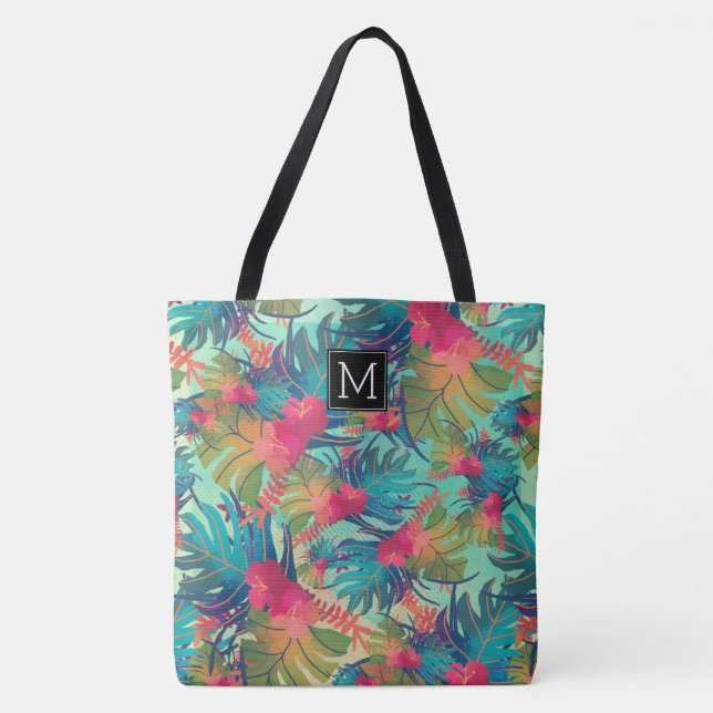 Bolsa Tote Monograma de Folhas Tropicais (Frente)