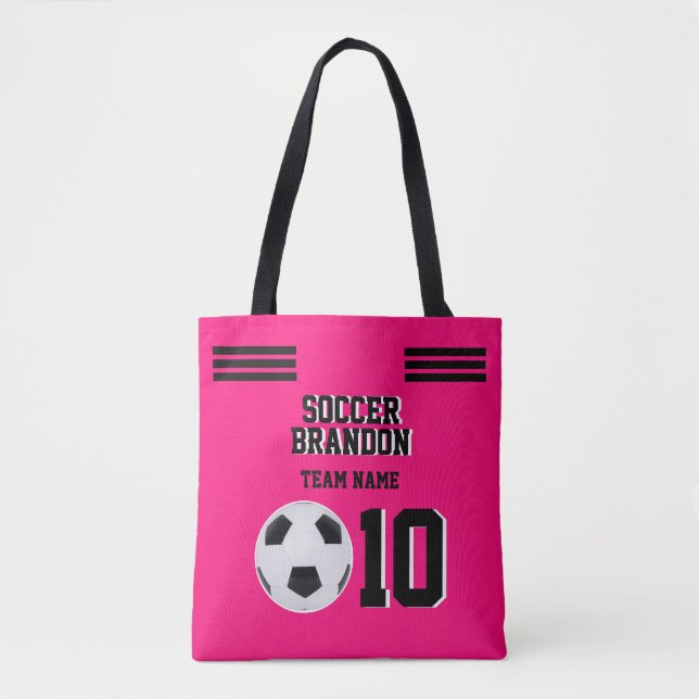 Bolsa Tote Monograma de futebol fuchia (Frente)