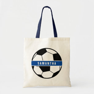 Bolsa Tote Monograma de Futebol Negro Branco e Azul