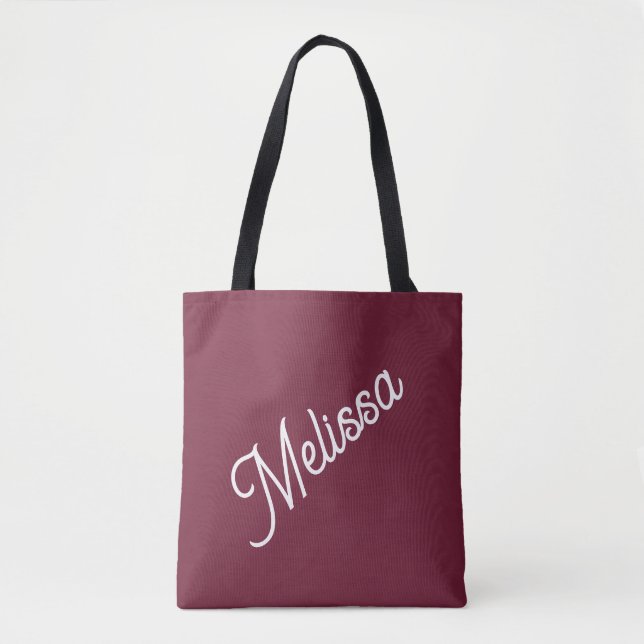 Bolsa Tote Monograma de guião preto, Burgundy Vermelha modern (Frente)