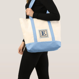 Bolsa Tote Monograma de Herança Norueguesa-Azul