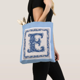 Bolsa Tote Monograma de Herança Norueguesa-Azul