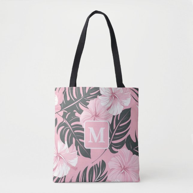 Bolsa Tote Monograma de Hibiscus Tropical (Frente)