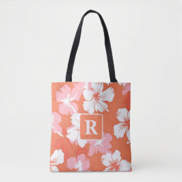 Bolsa Tote Monograma de Hibiscus Tropical personalizado