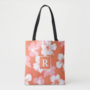 Bolsa Tote Monograma de Hibiscus Tropical personalizado