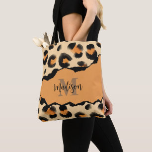Bolsa Tote Monograma de Impressão Leopardo Cujo Leopardo É Co