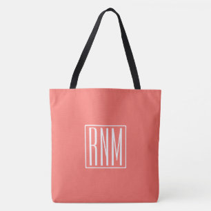 Bolsa Tote Monograma de iniciais Branco no Coral