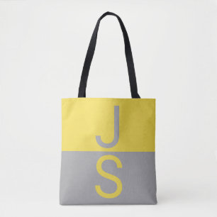 Bolsa Tote Monograma de Iniciais Modernos Amarelo e Cinza