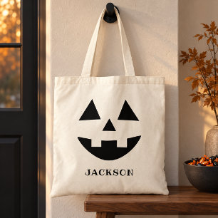 Bolsa Tote Monograma de Jack O Lantern Nome Presente de Hallo