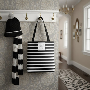Bolsa Tote Monograma de listras simples modernas
