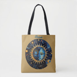 Bolsa Tote Monograma de Lua Solar Celestial Moderna Minimalis