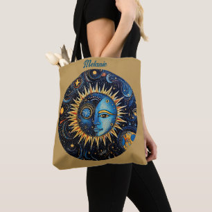 Bolsa Tote Monograma de Lua Solar Celestial Moderna Minimalis