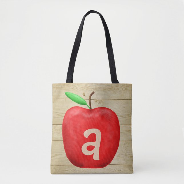 Bolsa Tote Monograma de Maçã Vermelha (Frente)