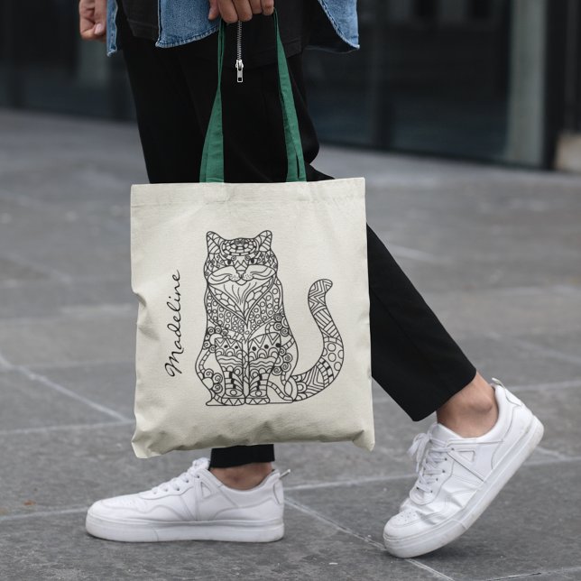 Bolsa Tote Monograma de Mandala para Cores Adultas (Criador carregado)