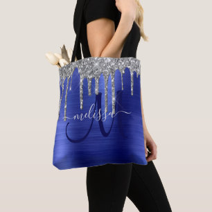 Bolsa Tote Monograma de Metal com Pincel de Lixo Azul