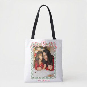 Bolsa Tote Monograma de Natal Holly do Avô