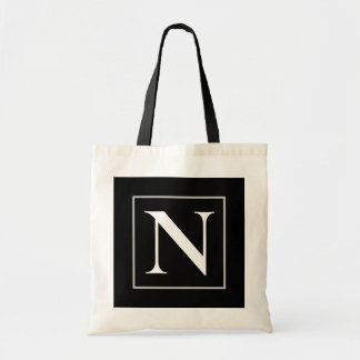 Bolsa Tote Monograma de negócios preto e branco