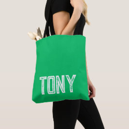 Bolsa Tote Monograma de Nome Personalizado Verde da Apple Sól