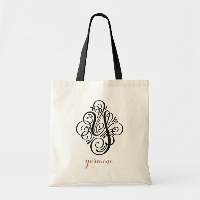 Bolsa Tote Monograma de Ornamento com Enfeite Personalizado I (Frente)
