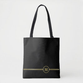 Bolsa Tote Monograma de ouro elegante a preto