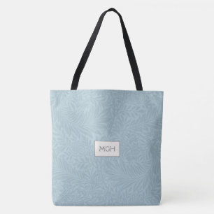 Bolsa Tote Monograma de Padrão Botânico Floral Azul