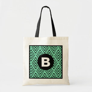 Bolsa Tote Monograma de Padrão Chevron Tendência Verde Limão