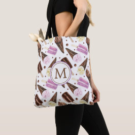 Bolsa Tote Monograma de Padrão de Cone de Sorvete Cinto