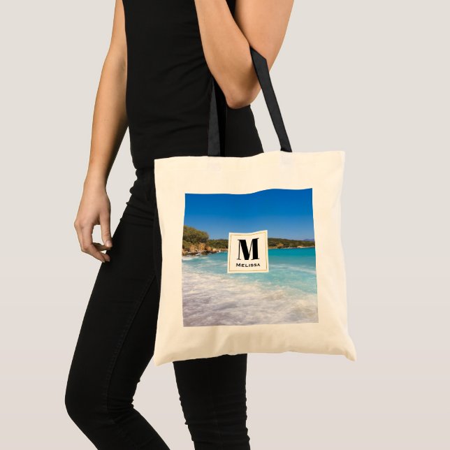 Bolsa Tote Monograma de Paraíso Tropical de Praia Exótica (Frente (produto))